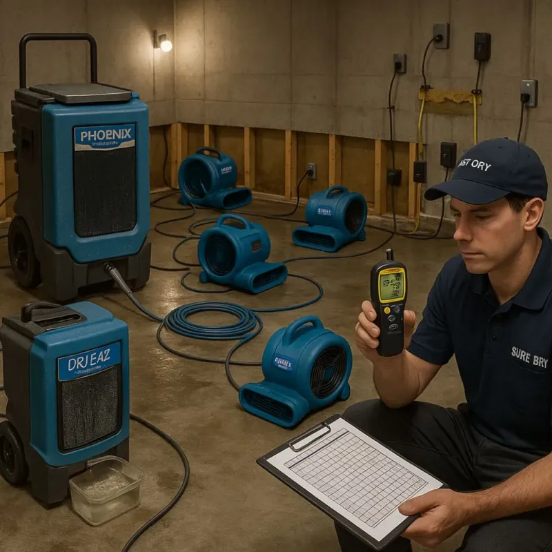 Structural Drying and Dehumidification process in Cedar Glen West, NJ